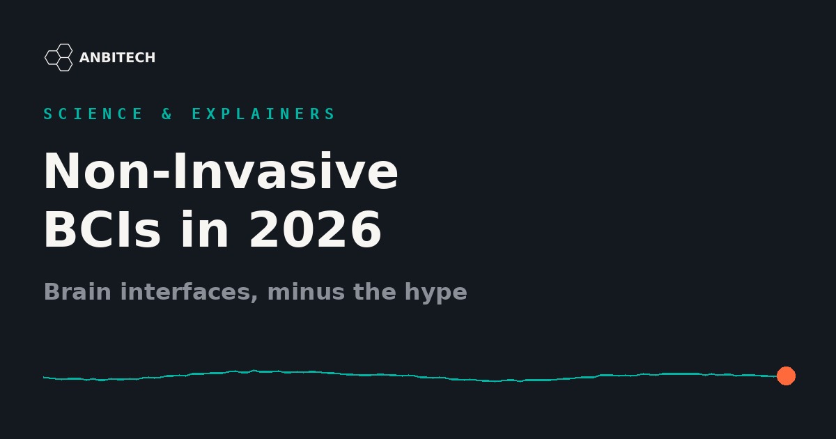AnbiTech explainer cover: non-invasive brain-computer interfaces in 2026